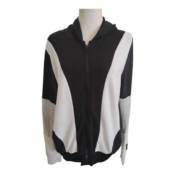 PINK Victoria's Secret Jackets & Blazers - Pink Victoria's Secret Black White Zip Closure Hoodie Size Large